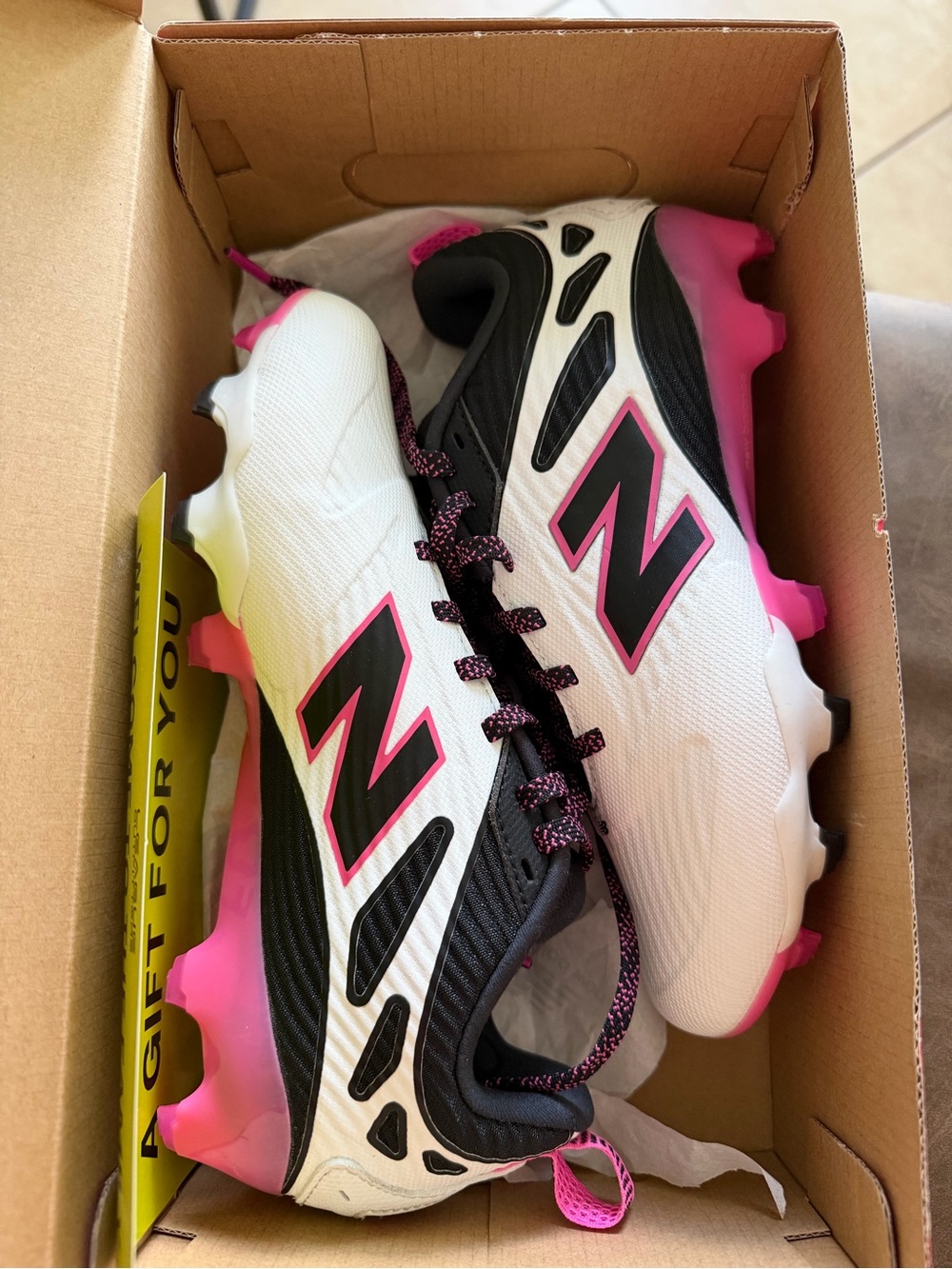 New Balance Rev IQ Molded Football Cleats White/Black/Pink
